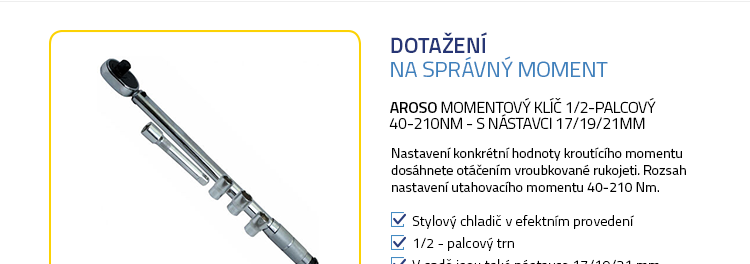 Aroso Momentový klíč 1/2-palcový 40-210Nm - s nástavci 17/19/21mm