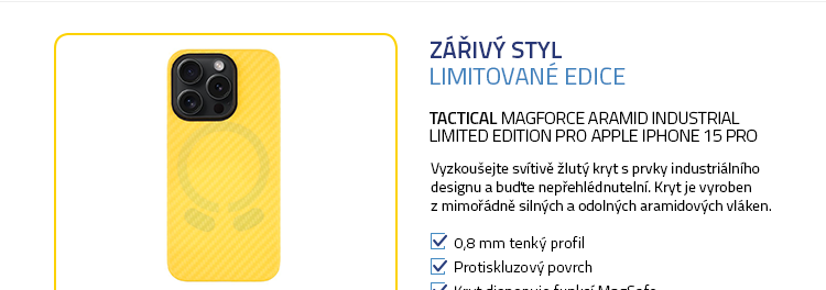 Tactical MagForce Aramid Industrial Limited Edition pro Apple iPhone 15 Pro žlutá