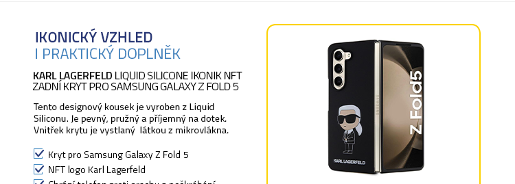 Karl Lagerfeld Liquid Silicone Ikonik NFT Zadní Kryt pro Samsung Galaxy Z Fold 5 černá