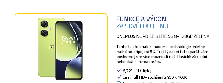 Mobilní telefon - OnePlus Nord CE 3 Lite 5G 8+128GB zelená