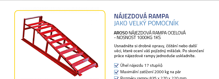 Aroso Nájezdová rampa ocelová - nosnost 1000kg 1ks