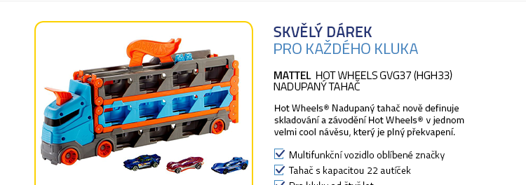 Mattel Hot Wheels GVG37 (HGH33) Nadupaný tahač