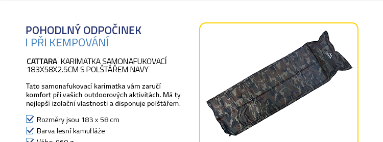 Cattara Karimatka samonafukovací 183x58x2.5cm s polštářem NAVY