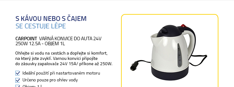 Carpoint Varná konvice do auta 24V 250W 12.5A - objem 1l