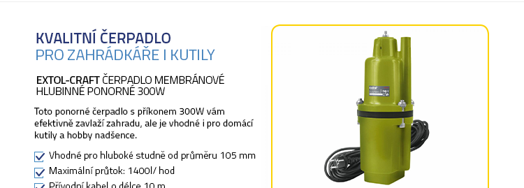 EXTOL-CRAFT Čerpadlo membránové hlubinné ponorné 300W