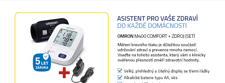 Tonometr OMRON M400 Comfort +ZDROJ (SET) - 5 let záruka