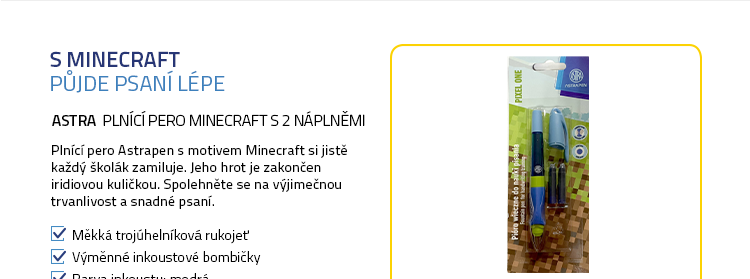 ASTRA Plnící pero Minecraft s 2 náplněmi