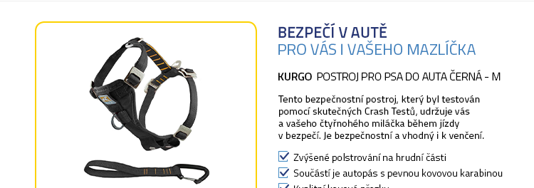 Kurgo Postroj pro psa do auta černá - M