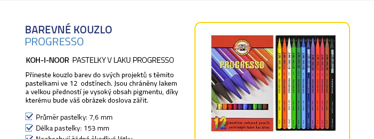 KOH-I-NOOR Pastelky v laku Progresso 12ks