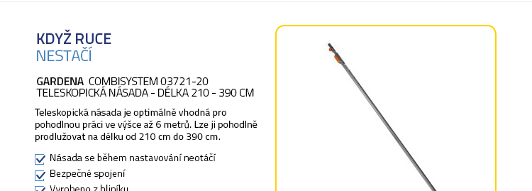 Gardena Combisystem 03721-20 Teleskopická násada - Délka 210 - 390 cm