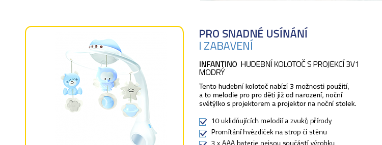 Infantino Hudební kolotoč s projekcí 3v1 modrý