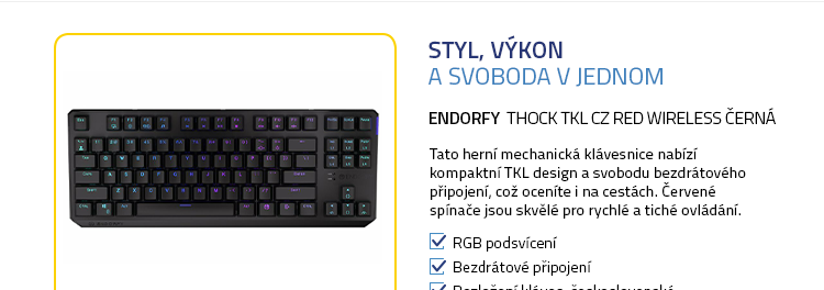 Endorfy Thock TKL CZ Red Wireless černá