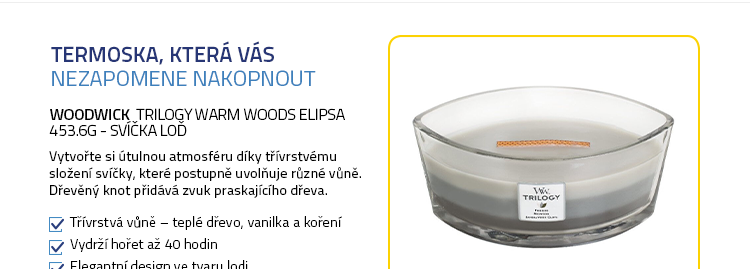 WoodWick Trilogy Warm Woods Elipsa 453.6g - svíčka loď