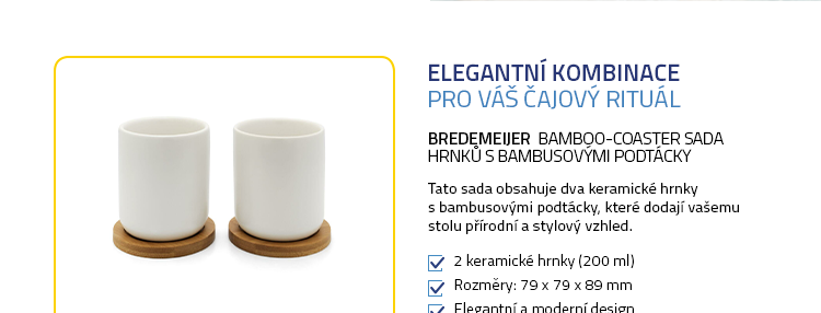 Bredemeijer Bamboo-Coaster Sada hrnků s bambusovými podtácky