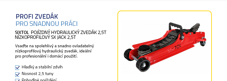 SIXTOL Pojízdný hydraulický zvedák 2,5t nízkoprofilový SX Jack 2,5T