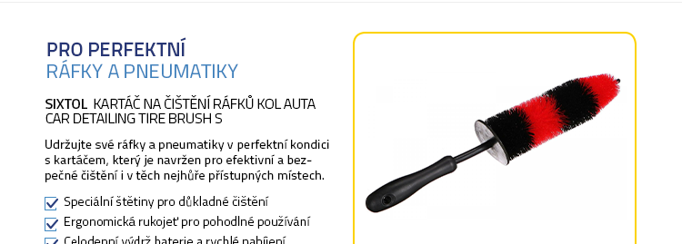 SIXTOL Kartáč na čištění ráfků kol auta CAR DETAILING TIRE BRUSH S