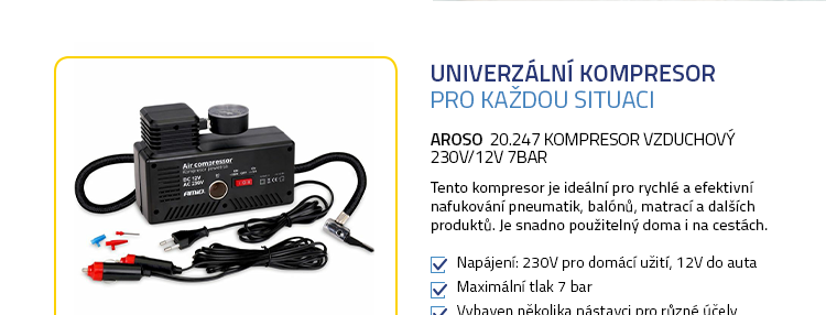 Aroso 20.247 Kompresor vzduchový 230V/12V 7bar