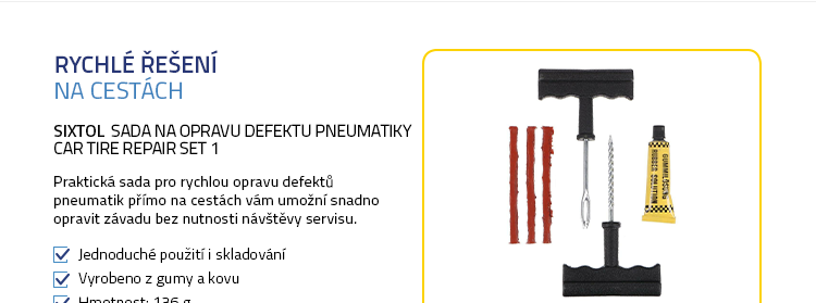 SIXTOL Sada na opravu defektu pneumatiky CAR TIRE REPAIR SET 1