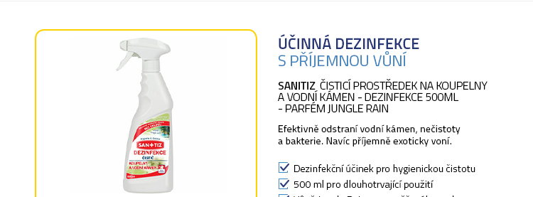 Sanitiz čisticí prostředek na koupelny a vodní kámen - dezinfekce 500ml - parfém Jungle rain
