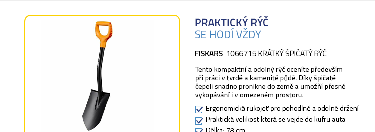 Fiskars 1066715 Krátký špičatý rýč