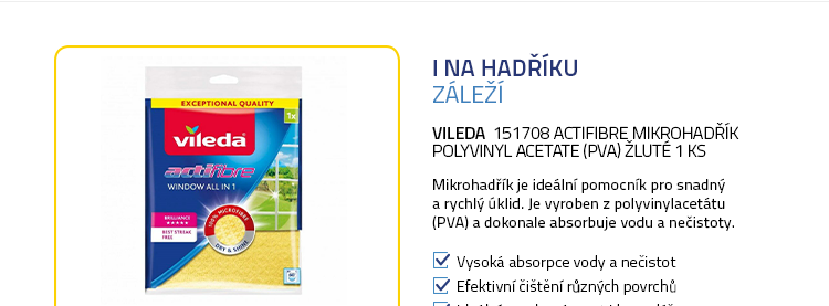 Vileda 151708 Actifibre mikrohadřík Polyvinyl Acetate (PVA) žluté 1 ks