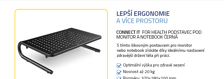 CONNECT IT FOR HEALTH Podstavec pod monitor a notebook černá