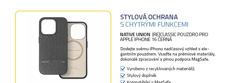 Native Union (RE)CLASSIC pouzdro pro Apple iPhone 16 černá