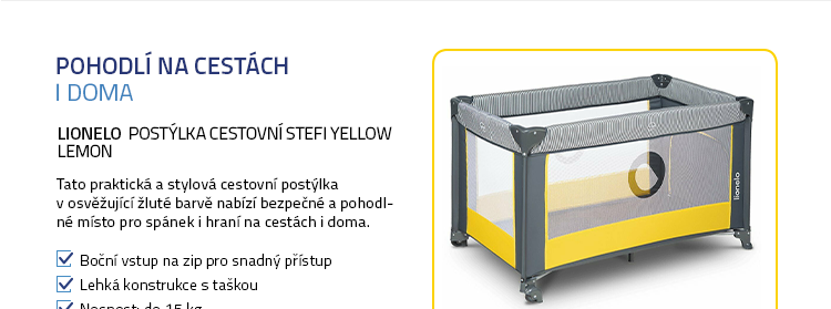 LIONELO Postýlka cestovní Stefi Yellow Lemon