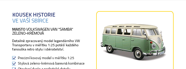 Maisto Volkswagen Van "Samba" zeleno-krémová