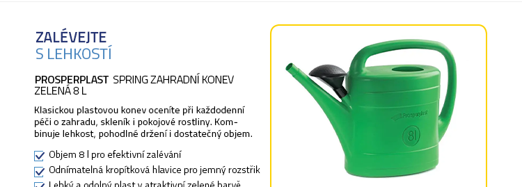 PROSPERPLAST SPRING zahradní konev zelená 8 l