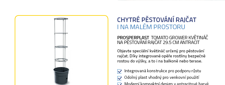 PROSPERPLAST TOMATO GROWER Květináč na pěstování rajčat 29.5 cm antracit