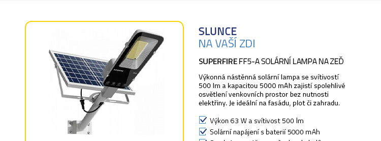 Superfire FF5-A solární lampa na zeď