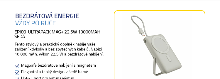 Epico UltraPack MAg+ 22.5W 10000mAh šedá