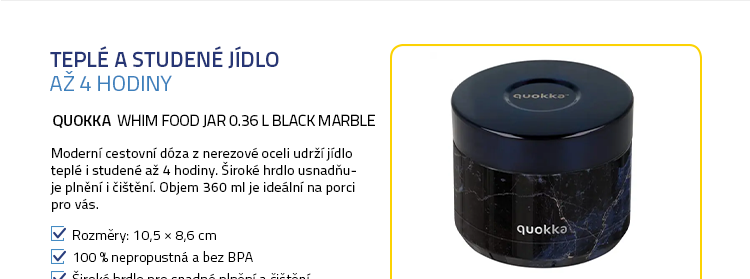 Quokka Whim Food Jar 0.36 l black marble