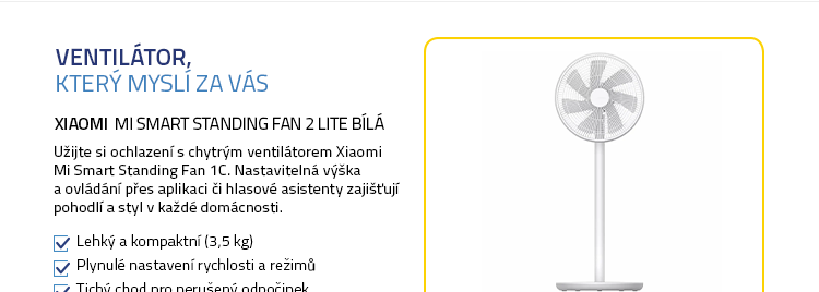 Xiaomi Mi Smart Standing Fan 2 Lite bílá