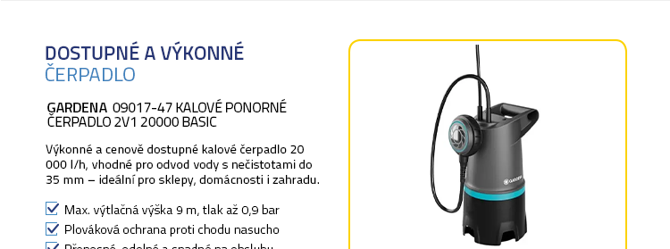 Gardena 09017-47 Kalové ponorné čerpadlo 2v1 20000 BASIC