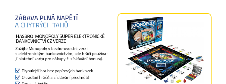 Hasbro Monopoly Super elektronické bankovnictví CZ verze