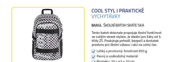 BAAGL Školní batoh Skate Ska