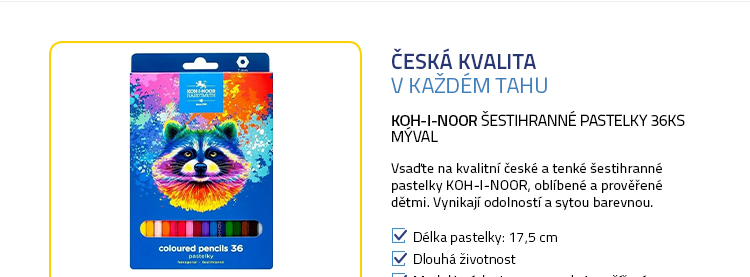 KOH-I-NOOR Šestihranné pastelky 36ks Mýval