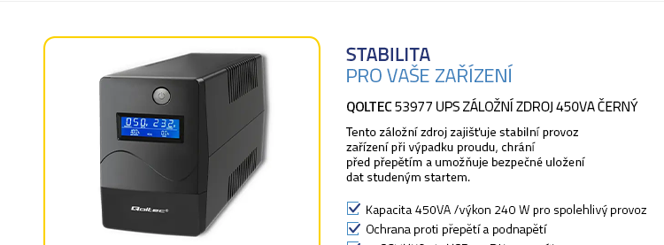 Qoltec 53977 UPS Záložní zdroj 450VA černý