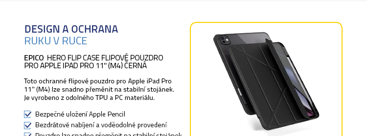 Epico Hero Flip Case Flipové pouzdro pro Apple iPad Pro 11" (M4) černá