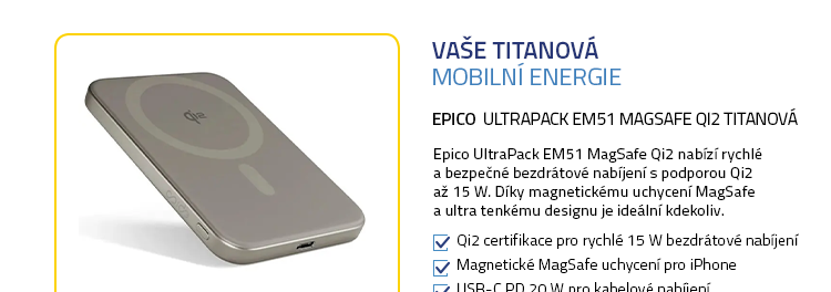 Epico UltraPack EM51 MagSafe Qi2 titanová
