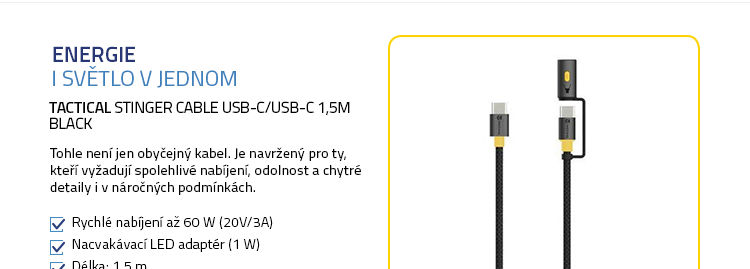 Tactical Stinger Cable USB-C/USB-C 1,5m Black