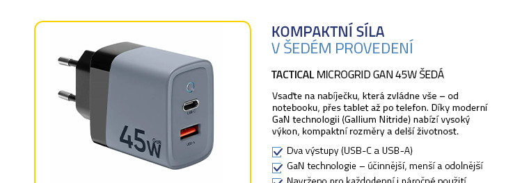 Tactical Microgrid GaN 45W šedá