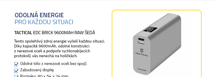 Tactical EDC Brick 9600mAh Raw šedá