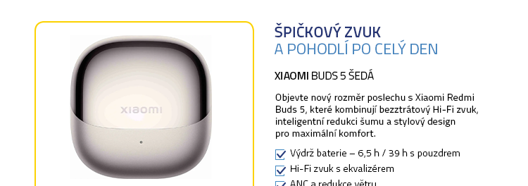 Xiaomi Buds 5 šedá