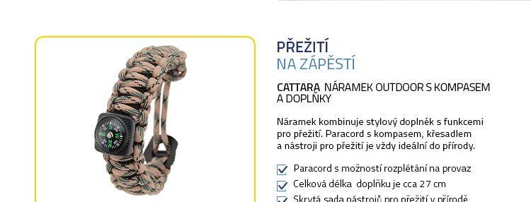 Cattara Náramek OUTDOOR s kompasem a doplňky