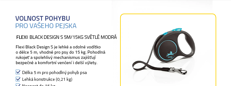 Flexi Black Design S 5m/15kg světlě modrá
