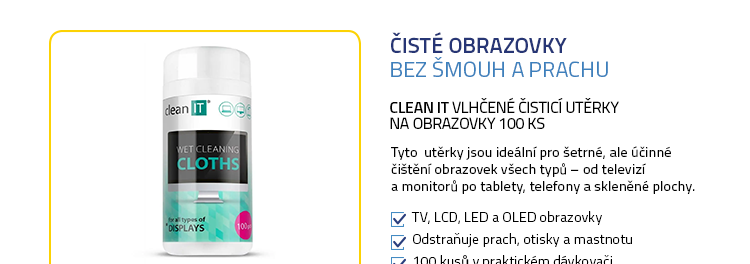 CLEAN IT vlhčené čisticí utěrky na obrazovky 100 ks