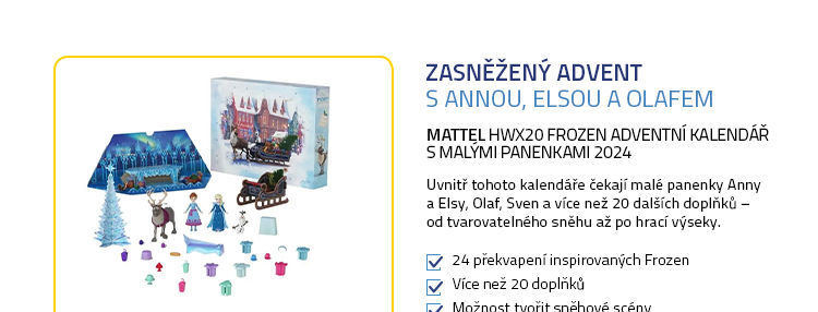 Mattel HWX20 Frozen Adventní kalendář s malými panenkami 2024